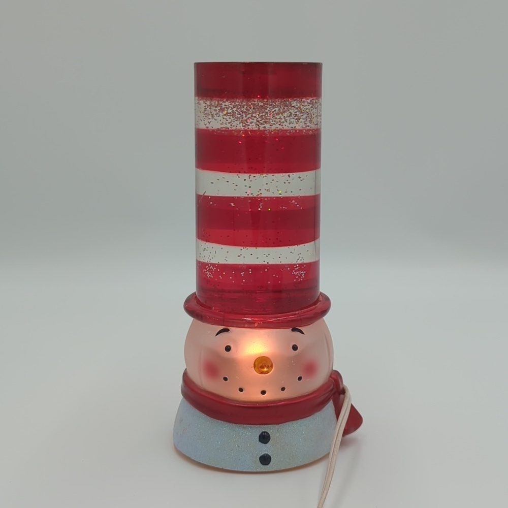 Vintage Lava Light Top Hat Snowman 10inch North Pole Trading Co Rare White Red